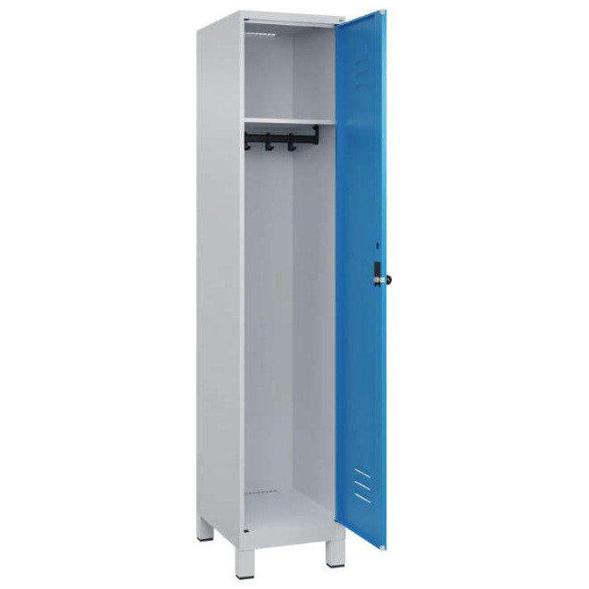 Garderobenschrank CP, CLASSICB400xT500xH1950 mm RAL 7035/5012, 1 Abteil mit 100 mm hohen Füßen Produktbild img1 L