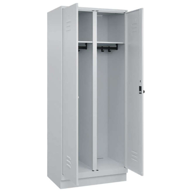 S/W-Gard.-Schrank CP, CLASSICB800xT500xH1950 mm RAL 7035/7035, 2 Abteile mit 100 mm hohem Sockel Produktbild img1 L