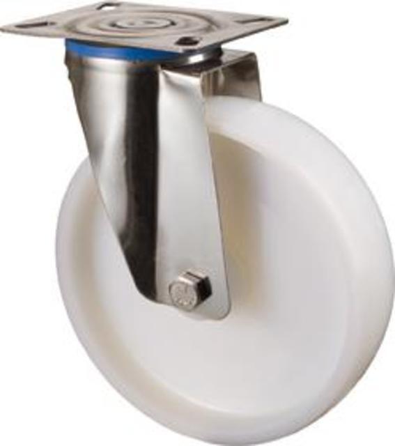 Edelstahllenkrollen Platte, 200er Kunststoffräder Produktbild img1 L