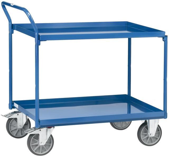 Tischwagen mit Wanne, 400kg 850x500mm, Rad 160mm, 2 Böden Produktbild img1 L