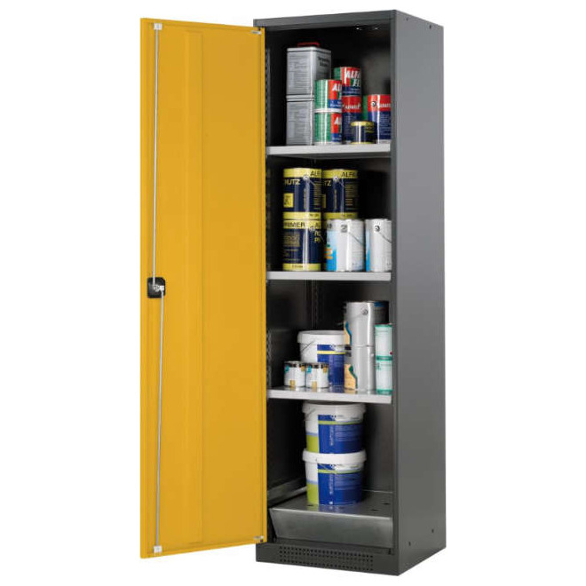 Chemikalienschrank 545x1950 1Tür,gelb,3Wbö Produktbild img1 L