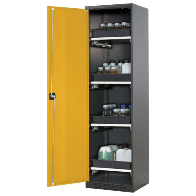 Chemikalienschrank 545x1950 1Tür,gelb,6Ausz Produktbild img1 L