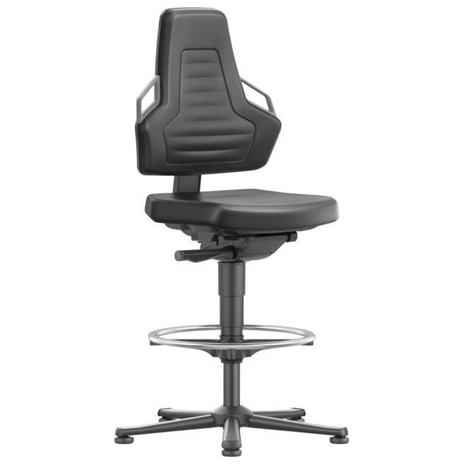 Arbeitsdrehstuhl NEXXIT, grau Gleiter + Fußring, Kunstleder Produktbild img1 L
