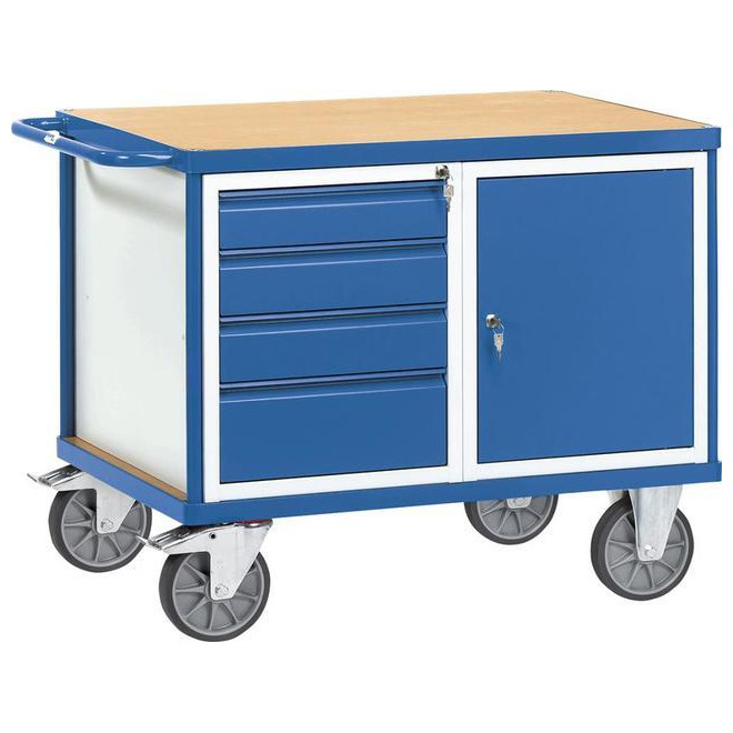 Werkstattwagen 600 kg 1050x700mm, 1 Tür, 4 Schu Produktbild img1 L