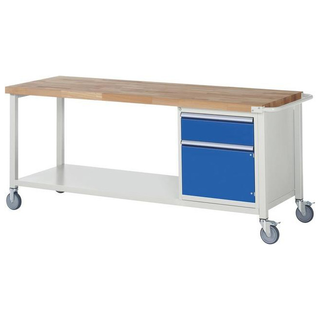 Fahrbare Werkbank Serie 8000 BucheMassiv B2000xT700xS40mm Produktbild img1 L