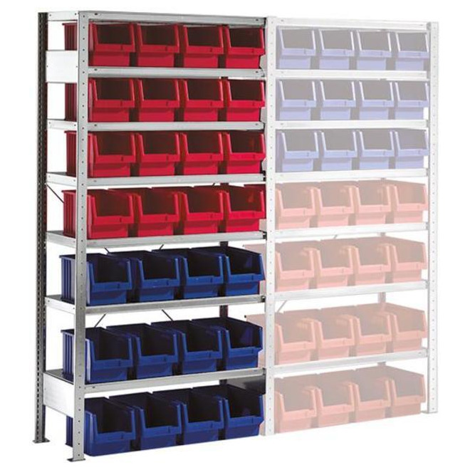 Sichtlagerkastenregal 100kg GR H2000 x B1000 x T400 mm -META- Produktbild img1 L