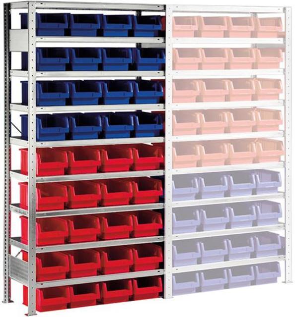 Sichtlagerkastenregal 100kg AR H2000 x B1000 x T400 mm -META- Produktbild img1 L