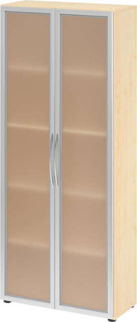 Glastürenschrank , 5 OH K: Ahorn/F:Rahm. Silb./MG Produktbild img1 L