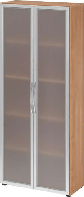 Glastürenschrank HAMMERBACHER, , 5 OH K: Nussb./F:Rahm.Silb./MG80x34,9x188 cm (BxTxH) 4200 BM Produktbild img1 L
