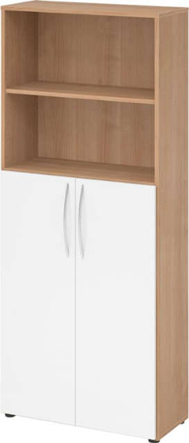 Regal HAMMERBACHER, 5OH, 3OH K: Nussbaum / F: Weiß 80x34,6x188 cm (BxTxH) Türen unten BM 4770 Produktbild img1 L