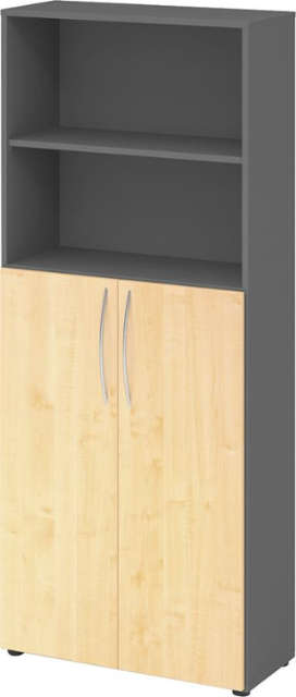 Regal HAMMERBACHER, 5OH, 3OH K: Graphit / F: Ahorn 80x34,6x188 cm (BxTxH) Türen unten BM 4770 Produktbild img1 L