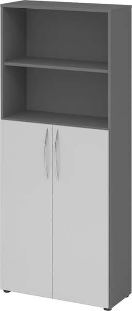 Regal HAMMERBACHER, 5OH, 3OH K: Graphit / F: Grau 80x34,6x188 cm (BxTxH) Türen unten BM 4770 Produktbild img1 L