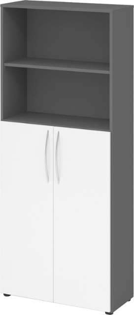Regal HAMMERBACHER, 5OH, 3OH K: Graphit / F: Weiß 80x34,6x188 cm (BxTxH) Türen unten BM 4770 Produktbild img1 L