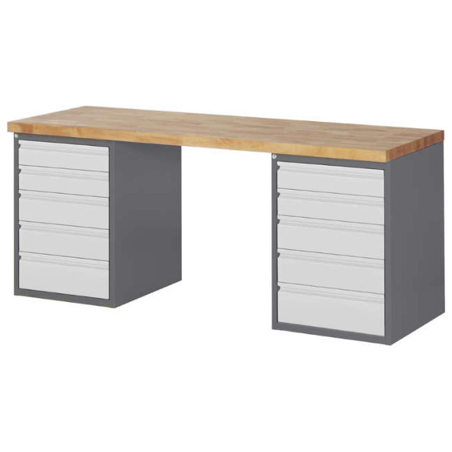 Werkbank RAU, Serie Basic 7 Modell 7513-3 B2000xT700xH840mm RAL7035/7016 Produktbild img1 L