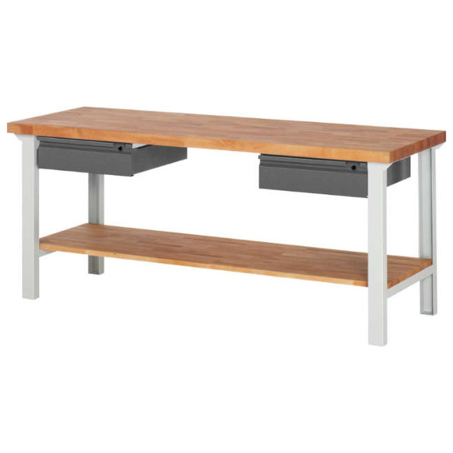 Werkbank RAU, Serie Basic 7 Modell 7002-7 B2000xT700xH840mm RAL7035/7016 Produktbild img1 L