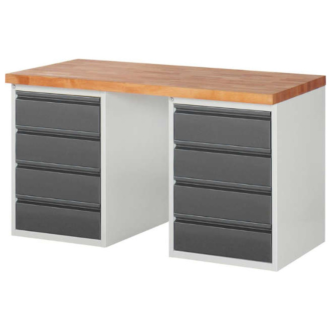 Werkbank RAU, Serie Basic 7 Modell 7509-3 B1500xT700xH840mm RAL7035/7016 Produktbild img1 L