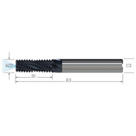 Gewindefräser JBO, VHM, GF, UNF, 2 × A22, TiCN, mit IKZ Produktbild