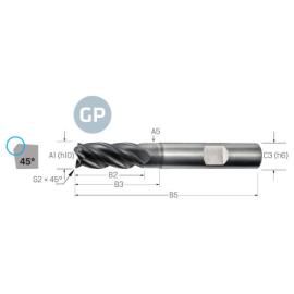 Schaftfräser VHM PREMUS GP PRO, GP Pro, lang, Fase, AlCrN Produktbild