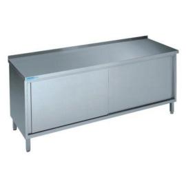 Edelstahl-Arbeitstisch PRECITOOL, mit Schiebetüren und höhenverstellbarem Zwischenboden Produktbild