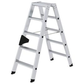 Aluminium-Stufen-Stehleiter beidseitig begehbar 2x5 Stufen Produktbild