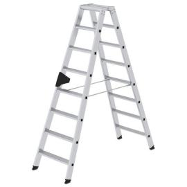 Aluminium-Stufen-Stehleiter beidseitig begehbar 2x8 Stufen Produktbild