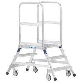 Z600 Podest-Treppe ZARGES, fahrbar, beidseitig begehbar, mit Leichtmetall-Stufen und Plattform Produktbild