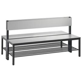 Doppelseitige Sitzbank, C+P, mit Rückenlehne und Schuhrost Produktbild