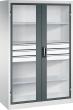 Schwerlastschrank, C+P, mit Flügeltüren und Schubladenblock mittig, RAL 7035/7016 Produktbild img1 S