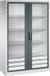 Schwerlastschrank, C+P, mit Flügeltüren und Schubladenblock unten, RAL 7035/7016 Produktbild img1 S