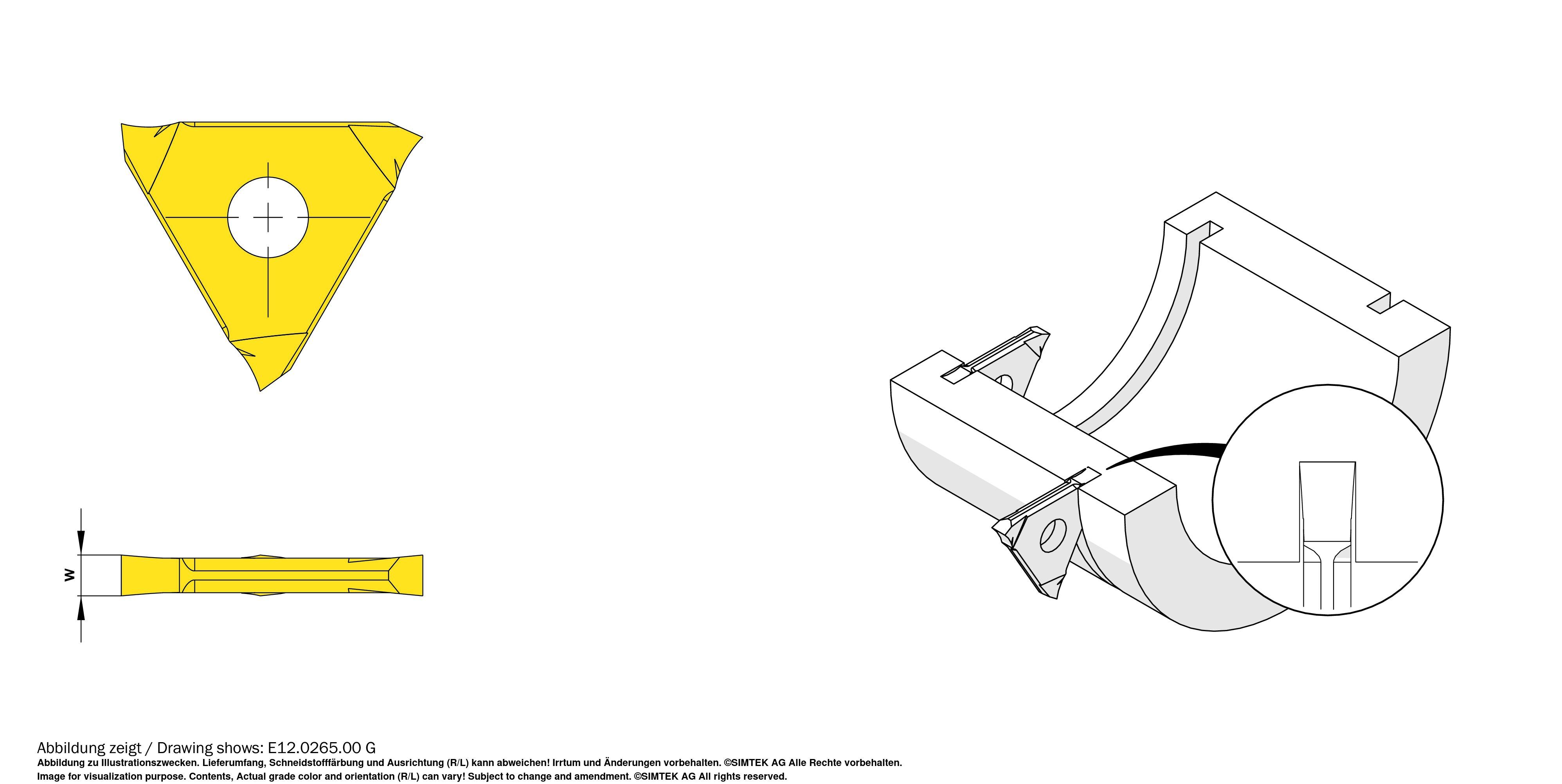 simturn E12 Wendeschneidplatte Stechdrehen, Sicherungsringnuten Nutnennbreite=2,15 mm, w=2,25 mm Produktbild img2 L