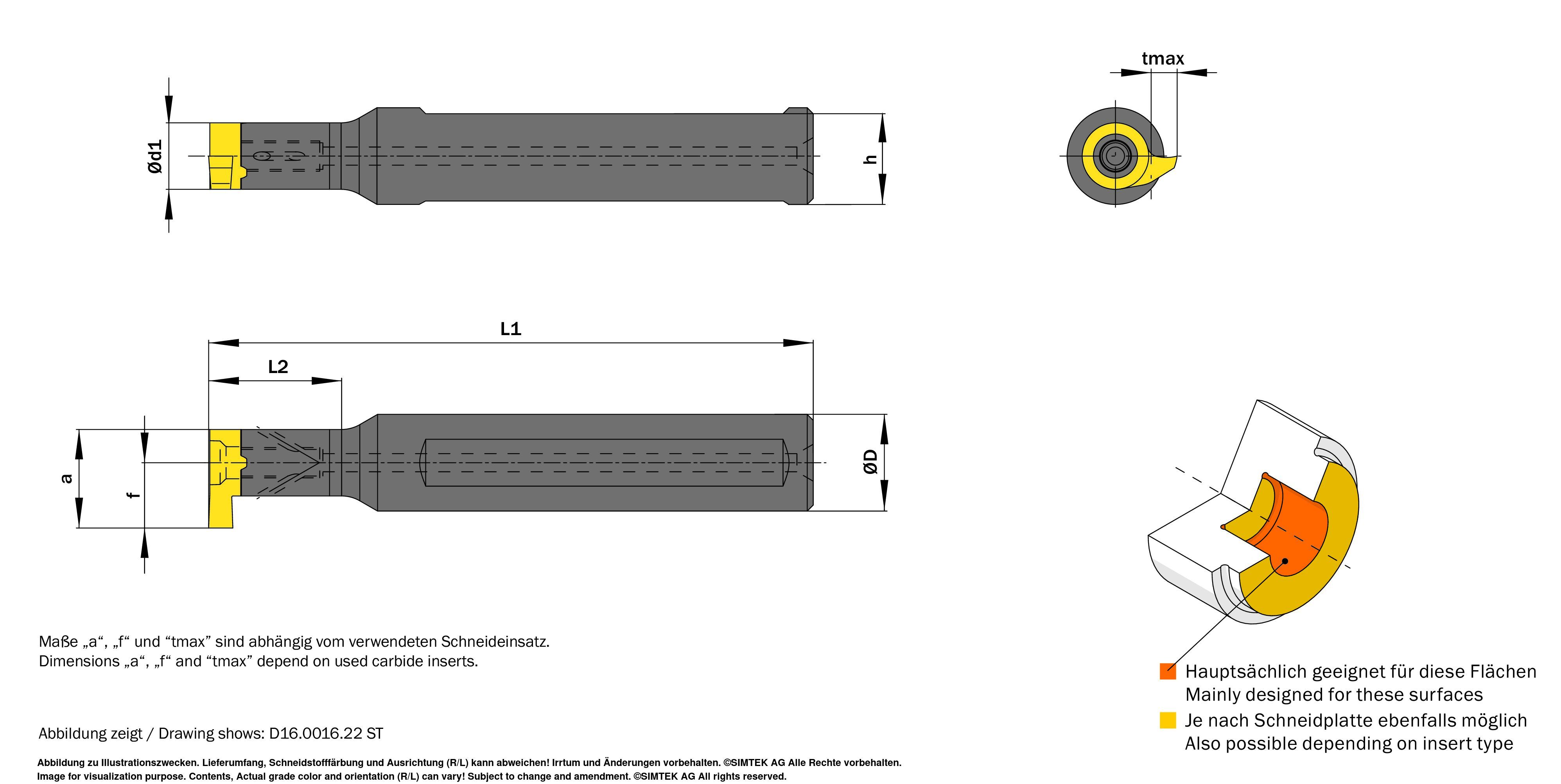 simturn DX Klemmhalter Stahl, Rundschaft, Innere Kühlmittelzufuhr D=12 mm, L2=21 mm Produktbild img2 L