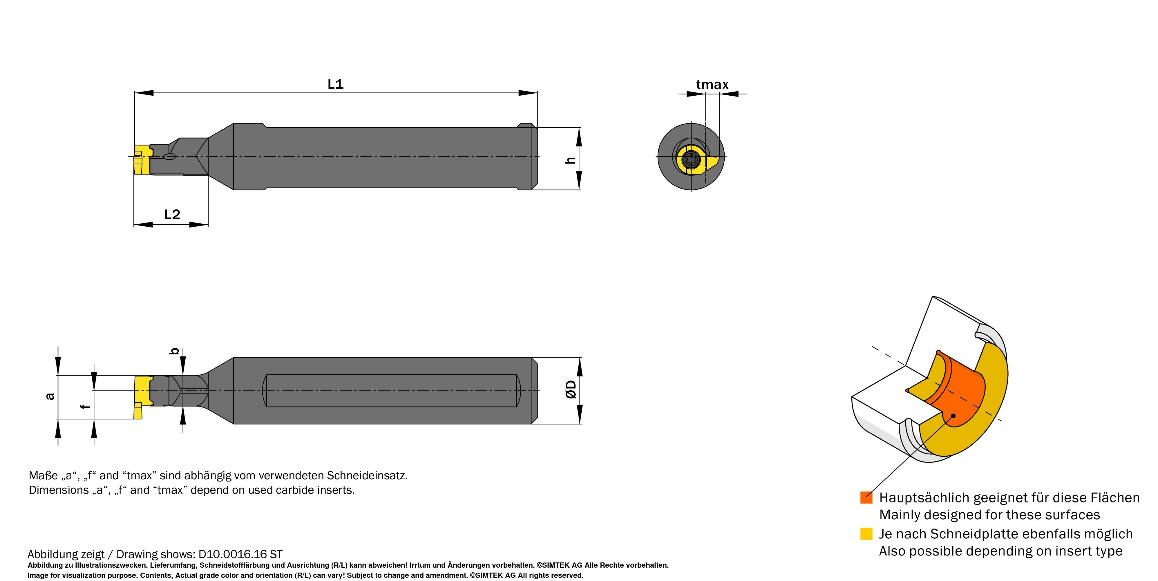 simturn DX Klemmhalter Stahl, Rundschaft, Innere Kühlmittelzufuhr D=16 mm, L2=16 mm Produktbild img2 L