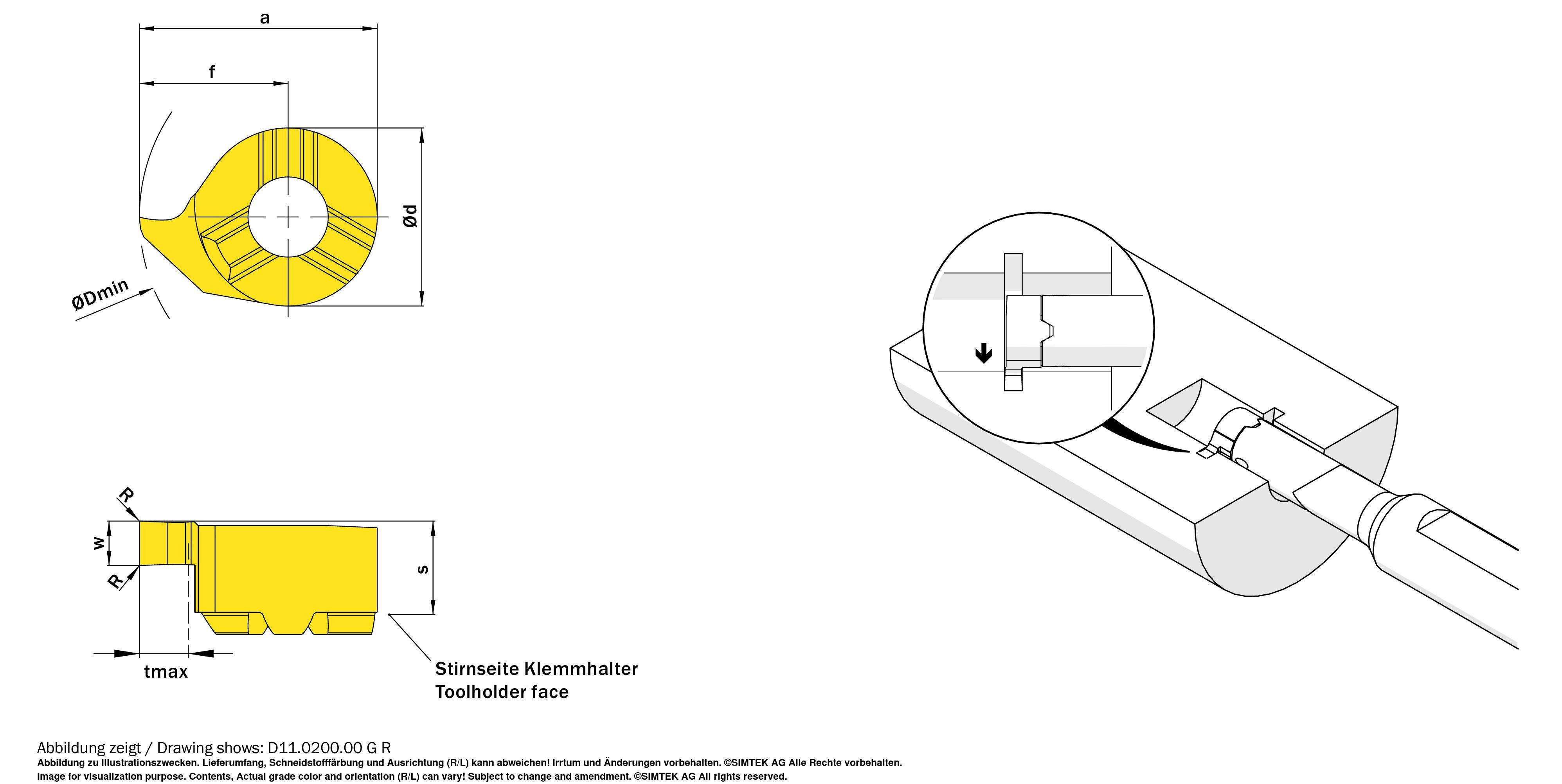 simturn DX Schneidplatte Nutenstechen in Bohrungen Dmin=11 mm, w=3 mm, tmax=2,3 mm Produktbild img2 L