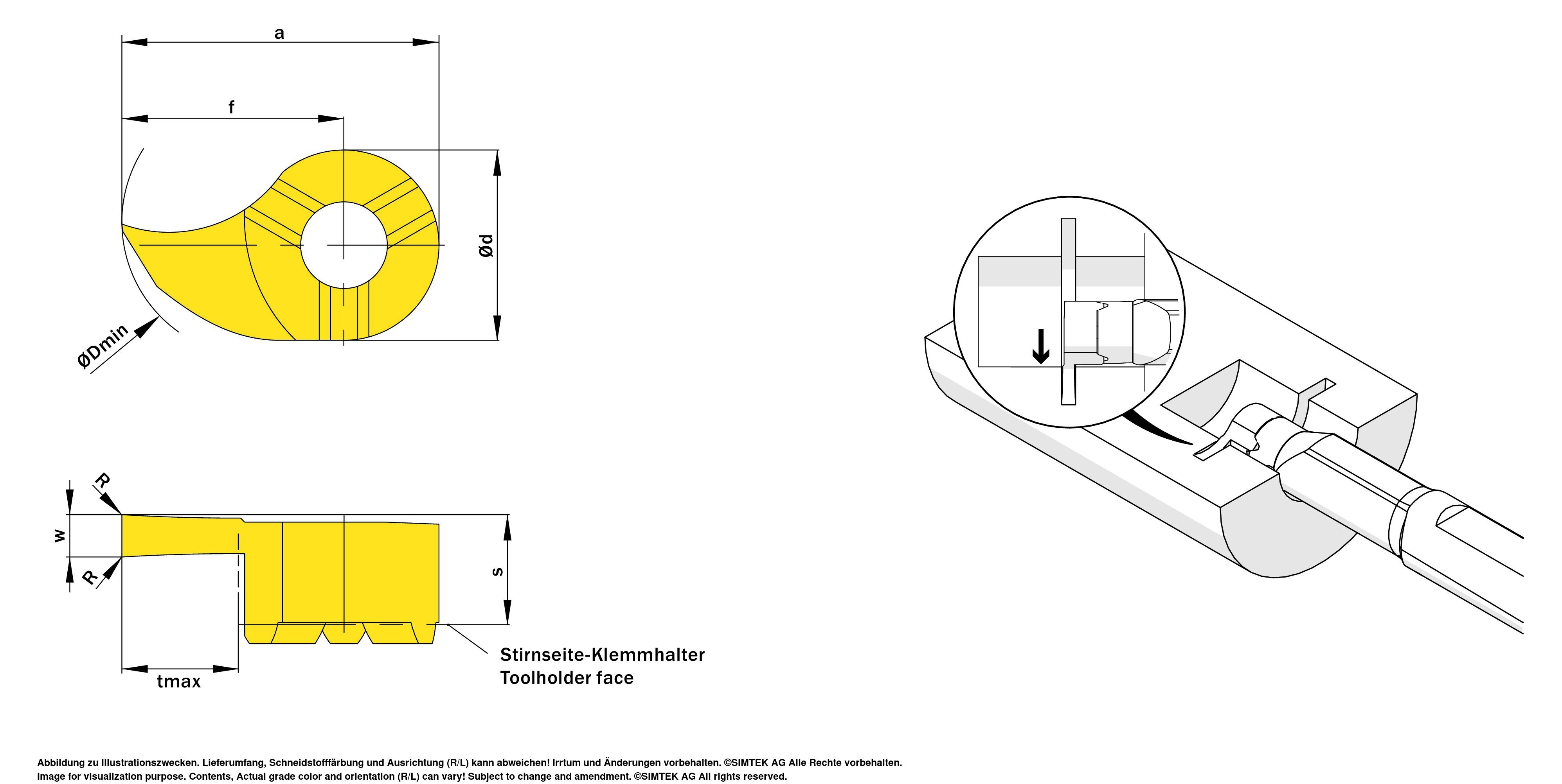 simturn DX Schneidplatte Nutenstechen in Bohrungen Dmin=17 mm, w=3 mm, tmax=6,5 mm Produktbild img2 L