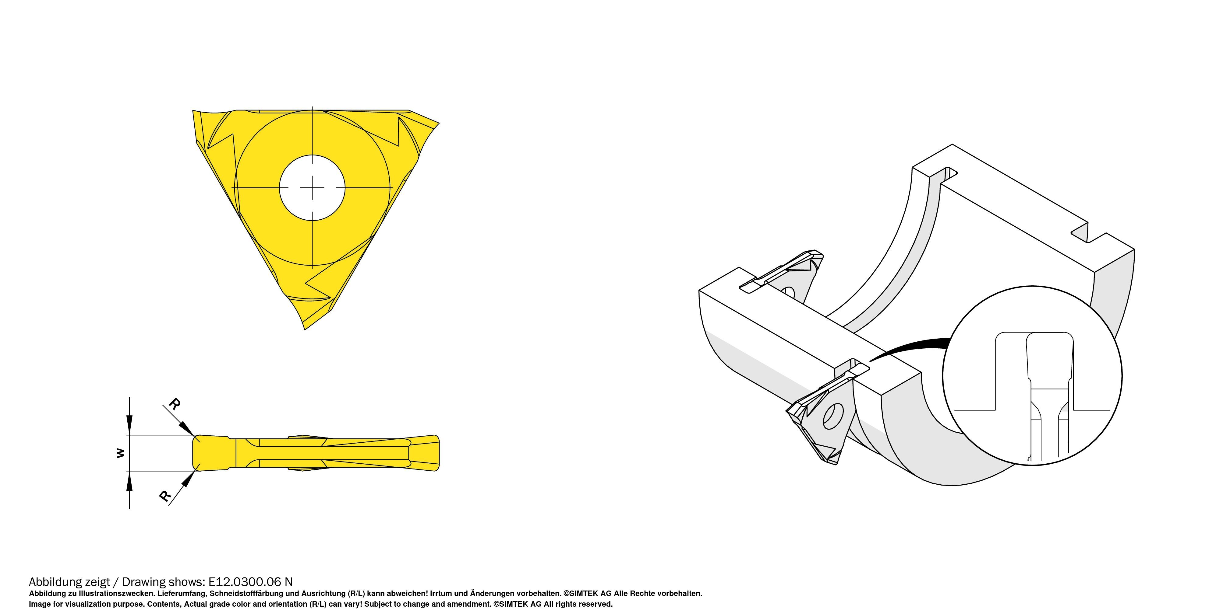 simturn E12 Wendeschneidplatte Einstechen und Profildrehen w=3 mm, R=0,2 mm Produktbild img2 L