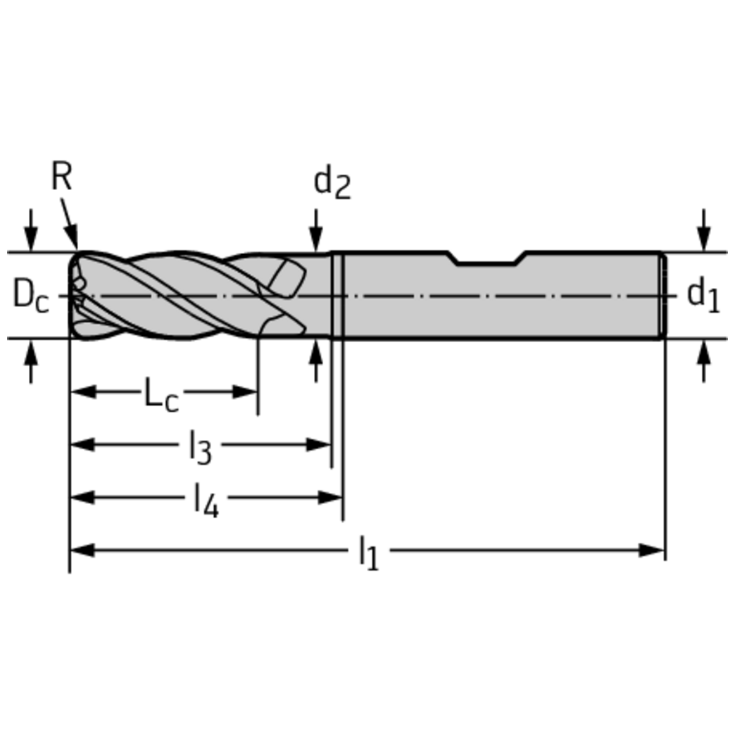 VHM-Eck-/Nutfräser MC232, Schaft DIN 6535 HB, Drallwinkel 35°, Z=4, Walter Prototyp Produktbild img2 L