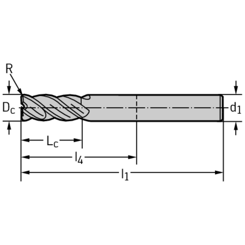 VHM-Eck-/Nutfräser MC326, Drallwinkel 50°, Z=4, Walter Prototyp Produktbild img2 L