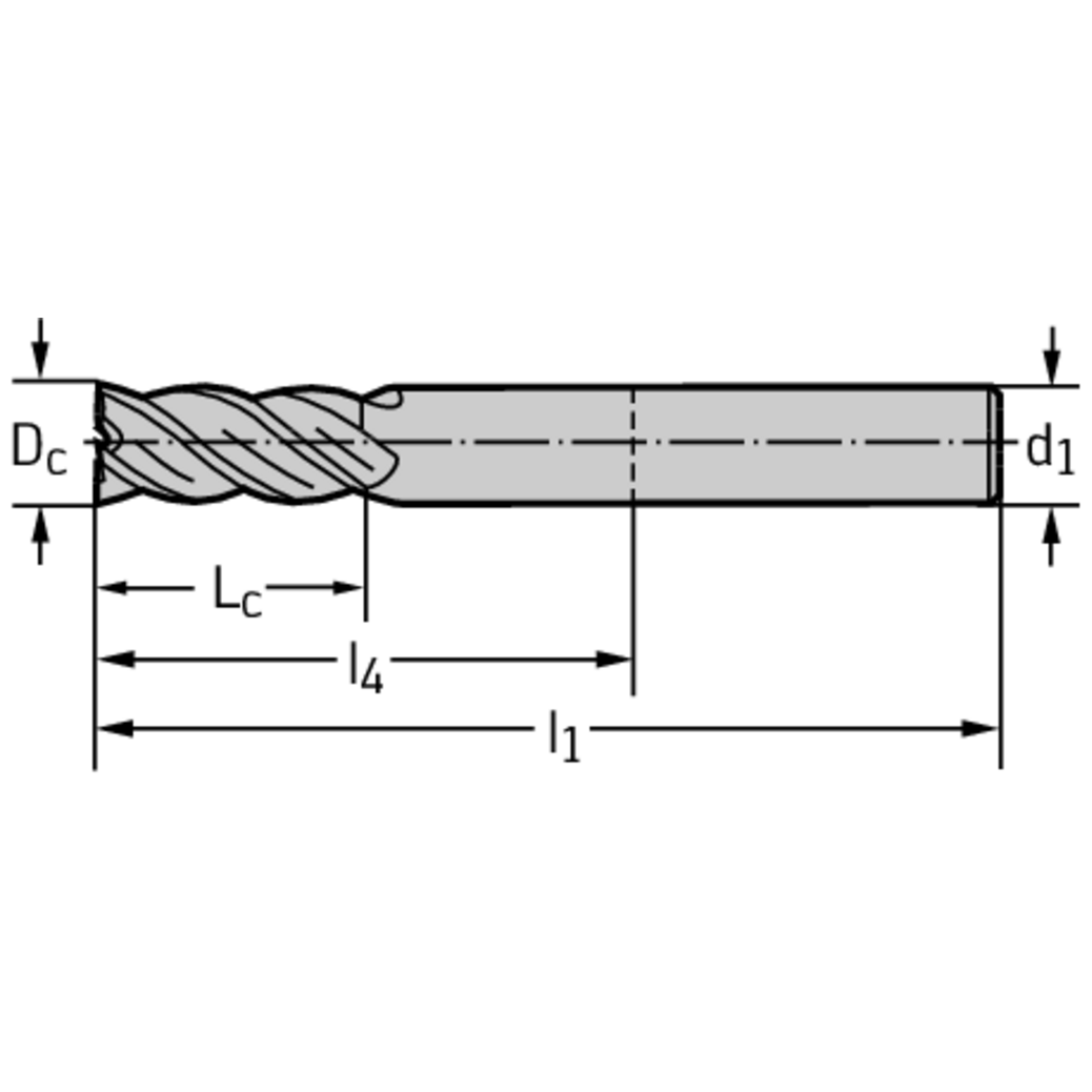 VHM-Eck-/Nutfräser MC388, Drallwinkel 50°, Z=3, Walter Prototyp Produktbild img1 L