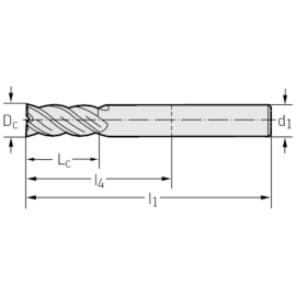 VHM-Eck-/Nutfräser MC388, Drallwinkel 50°, Z=3, Walter Prototyp Produktbild