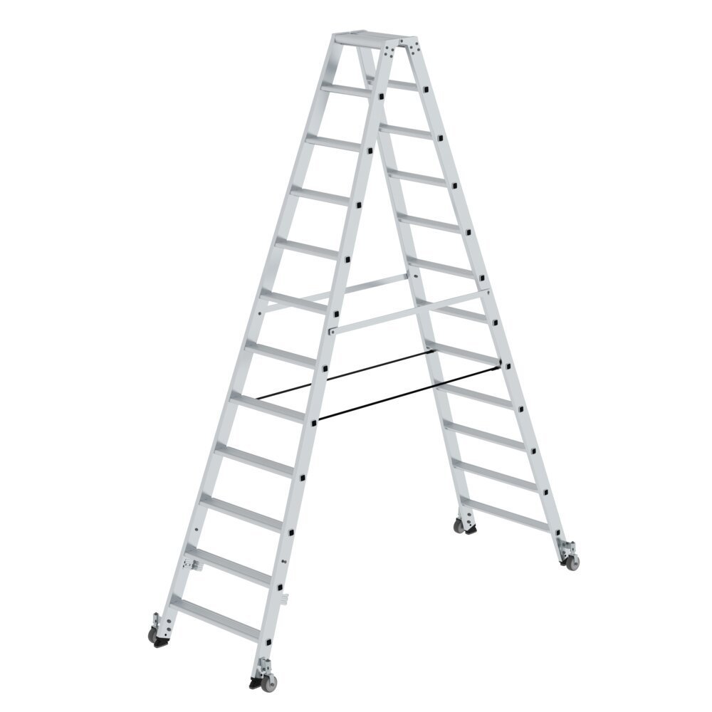 Stufen-Stehleiter beidseitig begehbar mit Rollen 2x12 Stufen Produktbild img1 L
