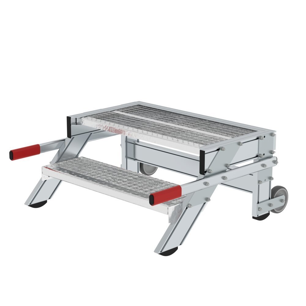 MUNK Arbeitspodest fahrbar, Stufenbreite 800 mm, Stahl-Gitterrost Produktbild img1 L