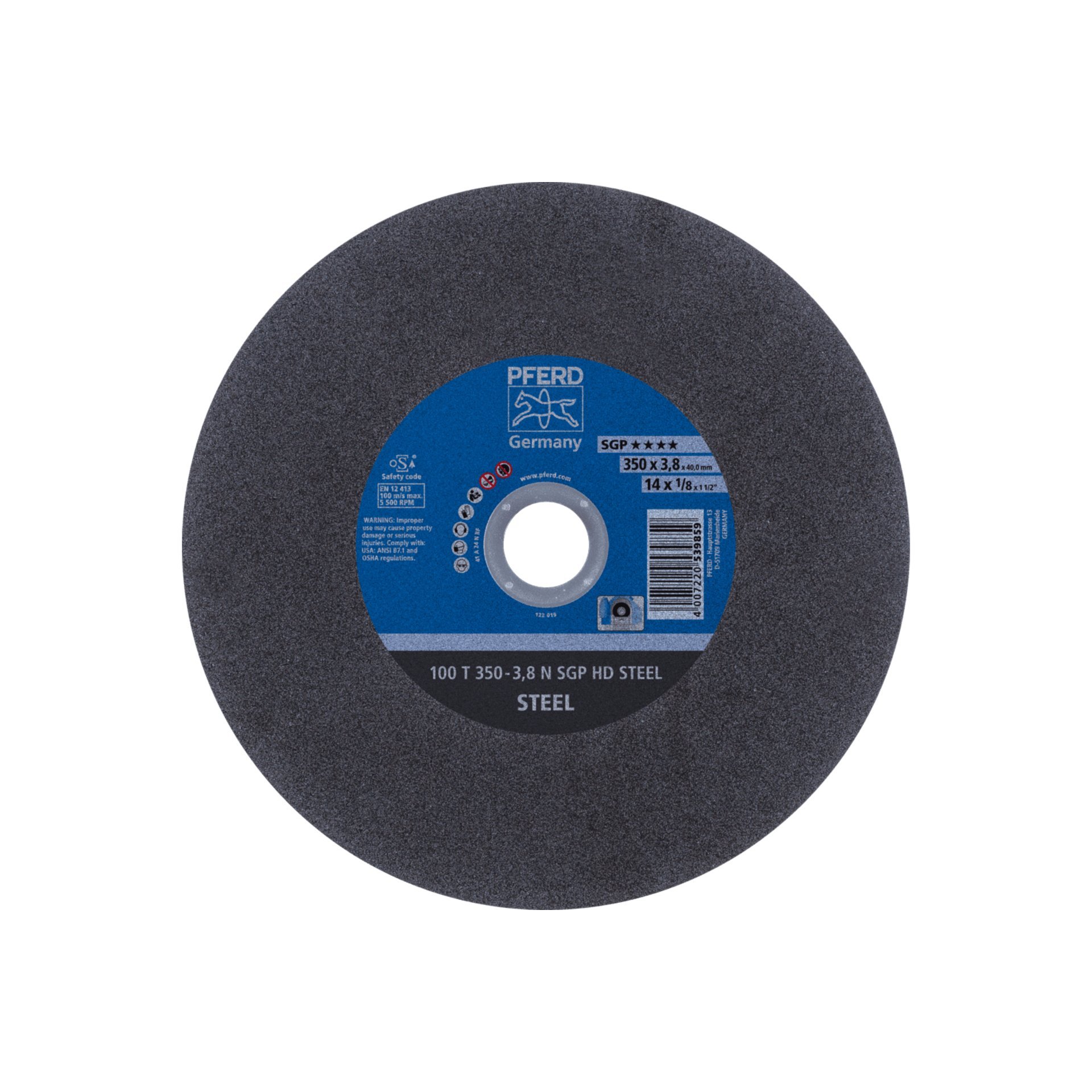Stationäre Trennscheibe T 350x3,8x40mm "weich" HD STEEL für Stahl 100m/s Produktbild img1 L