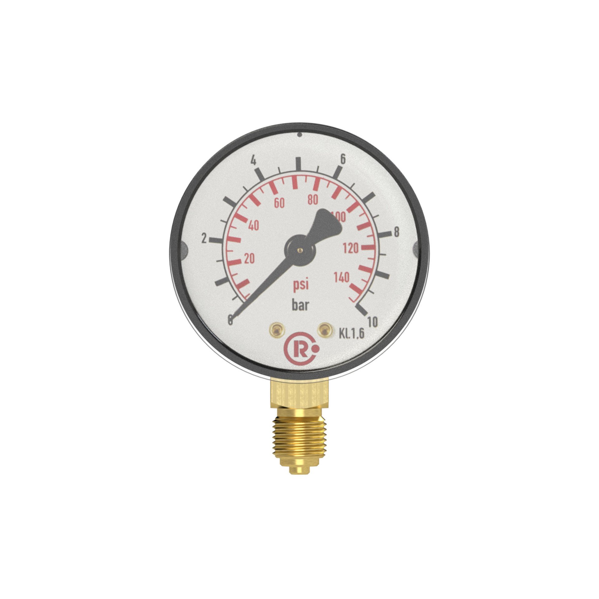 RIEGLER Standardmanometer, Kunststoff, G 1/8 unten, 0 - 25,0 bar/360 psi, Ø 40 Produktbild img3 L