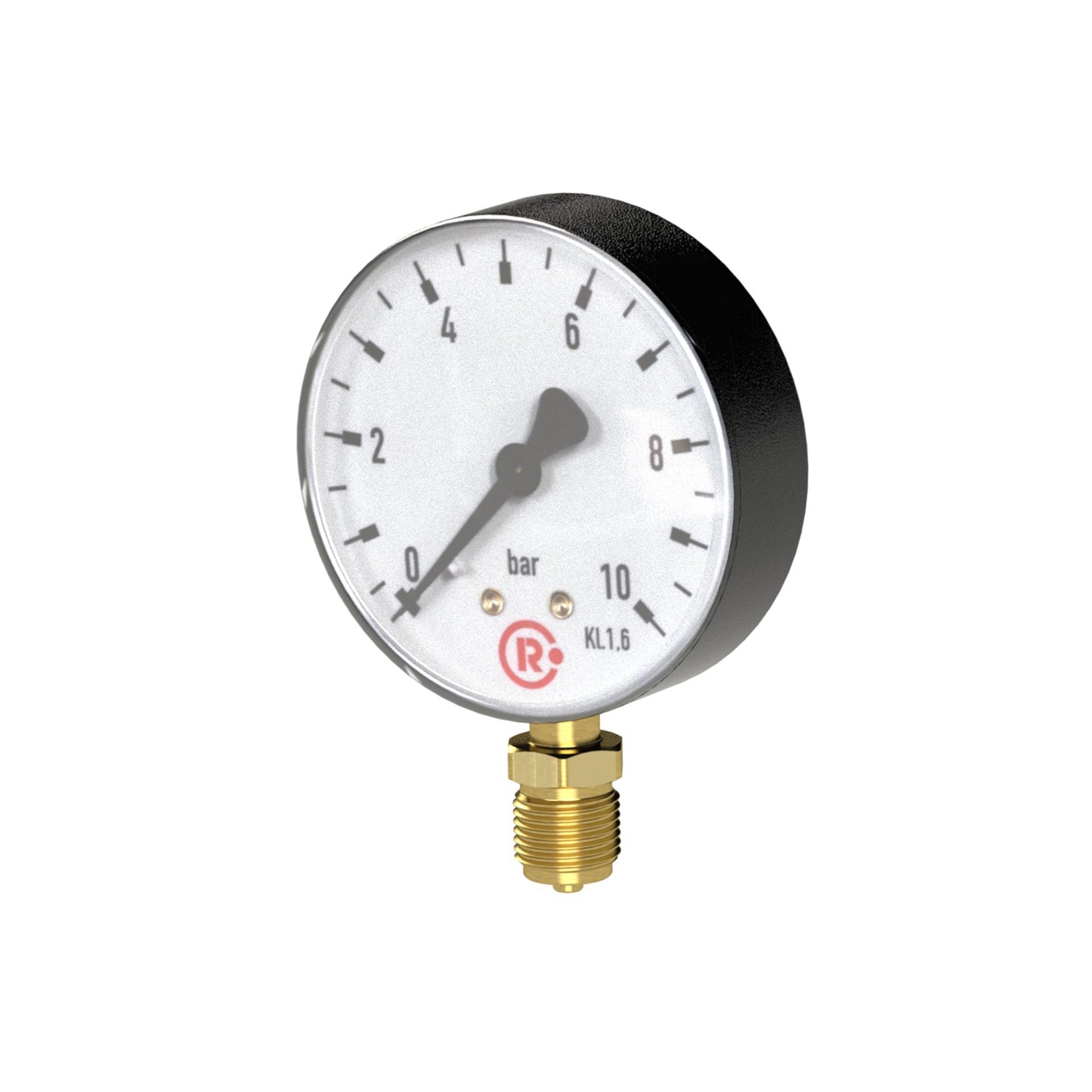 RIEGLER Standardmanometer, Kunststoffgeh., G 1/2 unten, -1/+9,0 bar, Ø 80 Produktbild img1 L
