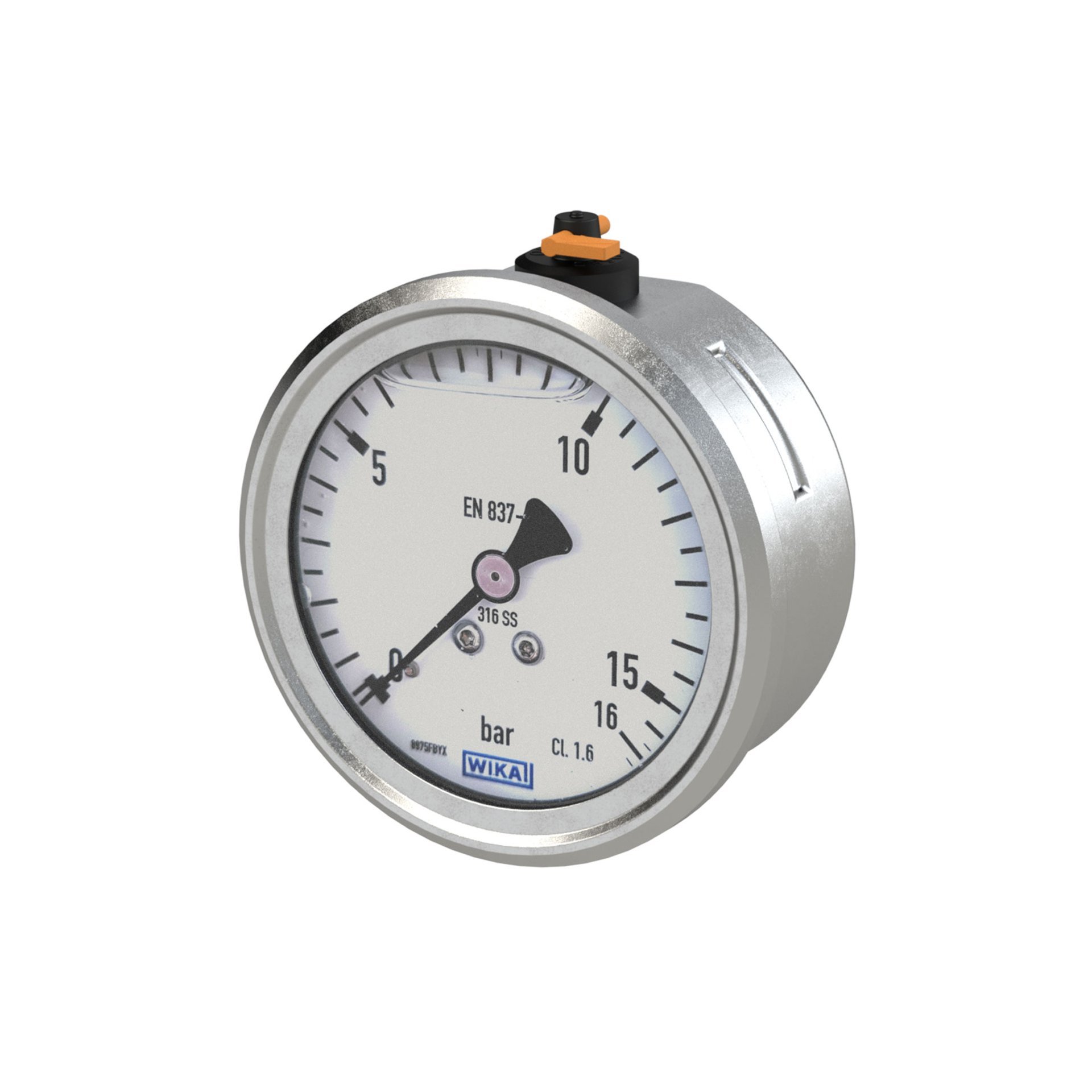 RIEGLER Glyzerinmanometer , CrNi-Stahl, G 1/4 hinten zentr., 0-160,0 bar, Ø 63 Produktbild img1 L