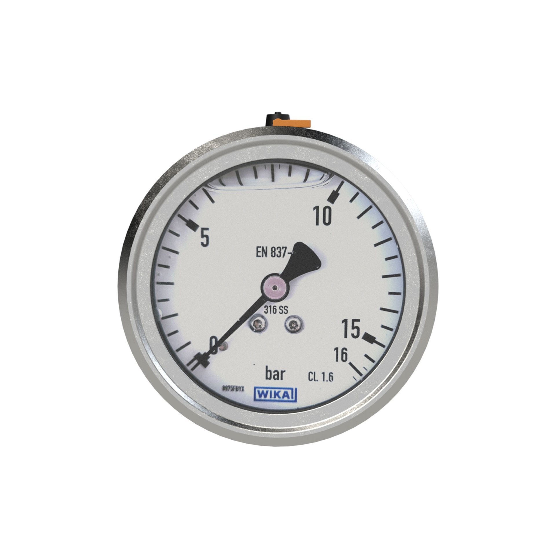 RIEGLER Glyzerinmanometer , CrNi-Stahl, G 1/4 hinten zentr., 0-160,0 bar, Ø 63 Produktbild img3 L