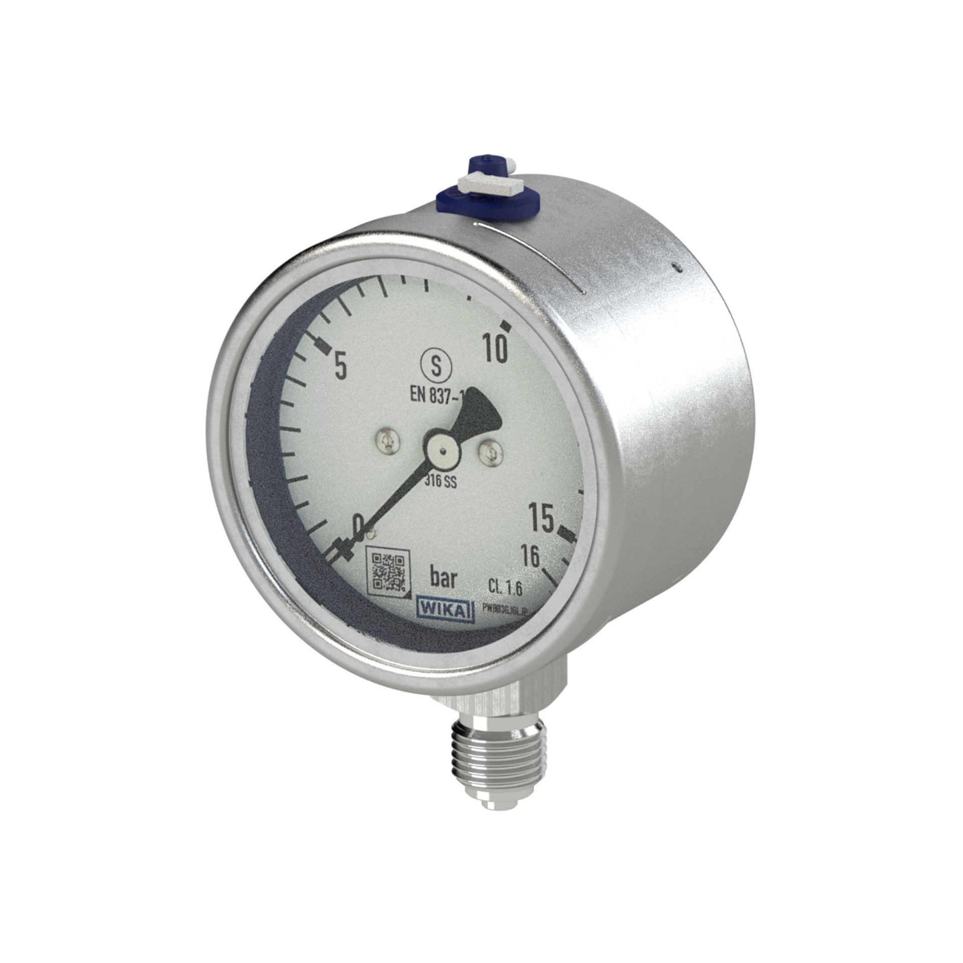 RIEGLER Mano, CrNi-Stahl, Sicherh., G 1/2 radial unten, 0-100,0 bar, Ø100 Produktbild img1 L
