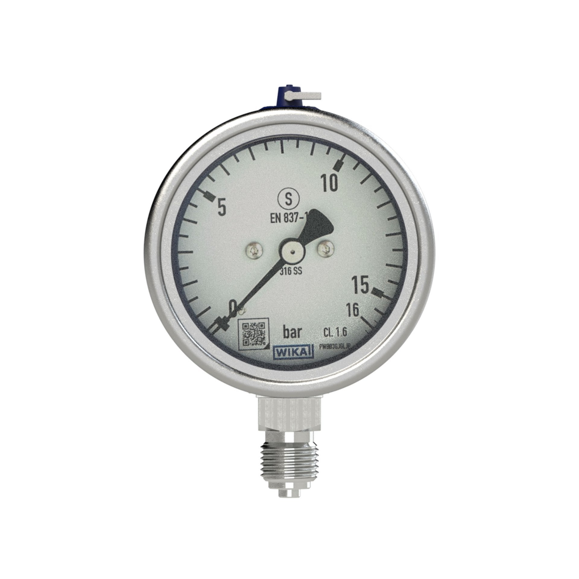 RIEGLER Mano, CrNi-Stahl, Sicherh., G 1/2 radial unten, 0-100,0 bar, Ø100 Produktbild img3 L