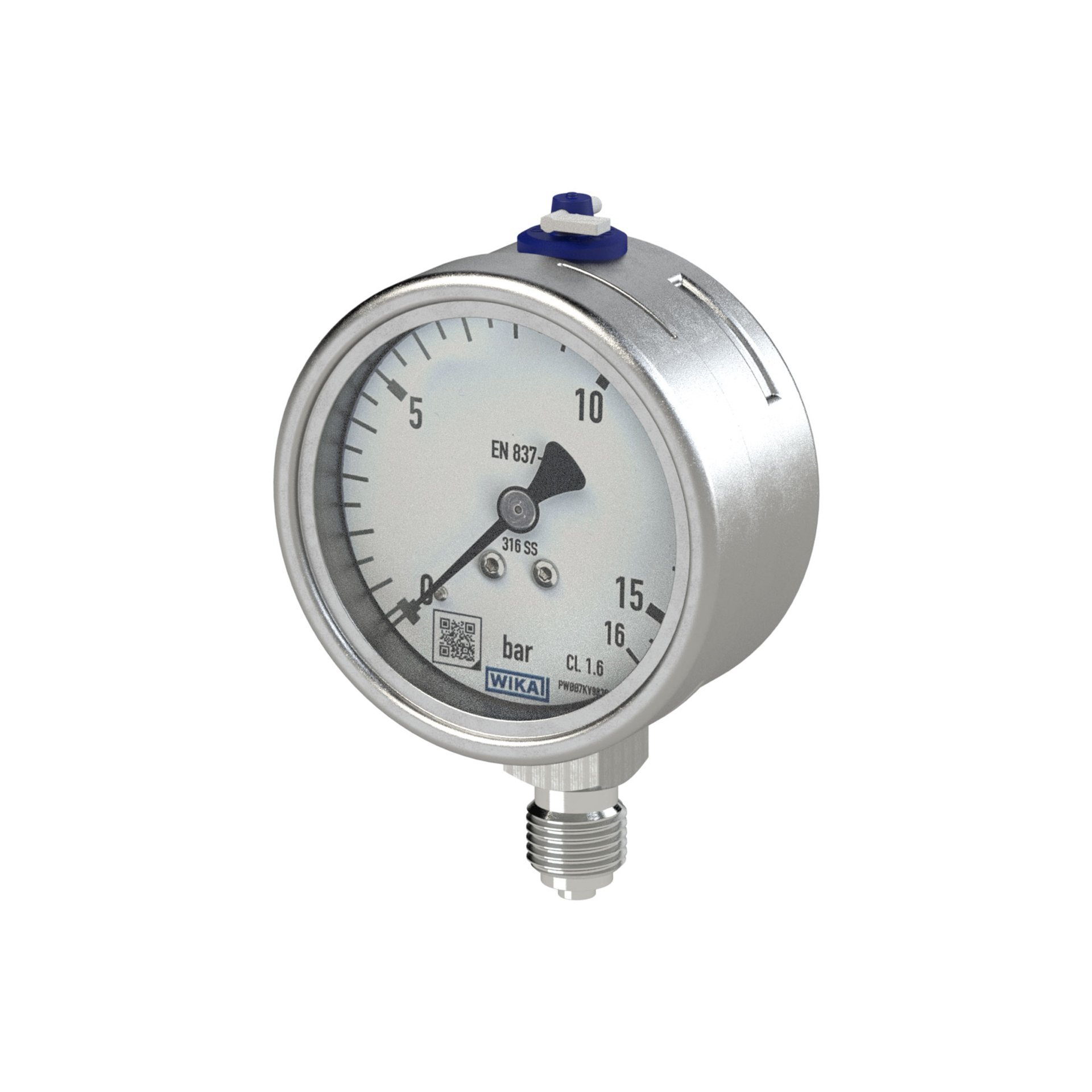RIEGLER Manometer, CrNi-Stahl, G 1/2 radial unten, 0 - 25,0 bar, Ø 100 Produktbild img1 L