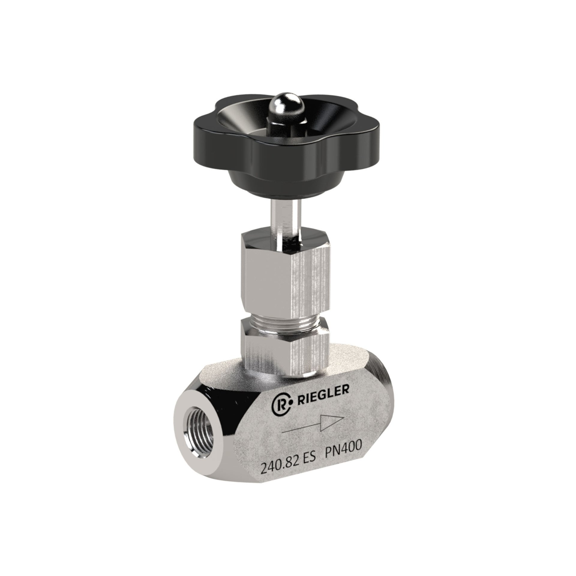 RIEGLER Nadelventil, Edelstahl 1.4571, G 1/2, DN 8, PN max. 400 bar Produktbild img1 L